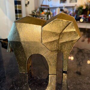 Project 62 Gold Metal Elephant Statue Modern Geometric Abstract Art Origami